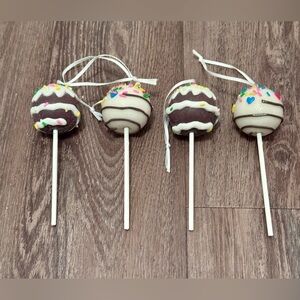 Chocolate and White Cake Pop Ornaments- Set of 4